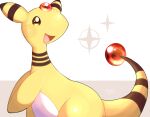 :d ampharos blush_stickers brown_eyes commentary_request dated heart highres looking_back no_humans okoge_(simokaji) open_mouth own_hands_together pokemon pokemon_(creature) shiny signature smile solo sparkle tongue two-tone_background 
