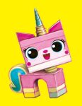  1girl blue_eyes cat colored_skin commentary_request full_body hahahaw happy heart highres looking_at_viewer no_humans open_mouth pink_skin princess_unikitty simple_background smile solo tail the_lego_group the_lego_movie 