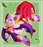 2015 anthro bat_wings boots breasts chiropteran clothing duo echidna eyeshadow female footwear gem gloves handwear knuckles_the_echidna lipstick makeup male mammal membrane_(anatomy) membranous_wings monotreme rouge_the_bat sega shira-hedgie sonic_the_hedgehog_(series) wings 