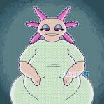  amphibian axolotl big_breasts breasts eyeshadow female gap_teeth hospital_gown hyper hyper_hips kaleidokat makeup mole_salamander overweight patient salamander_(amphibian) solo tammy_giles_(tvc) the_vermander_curse 