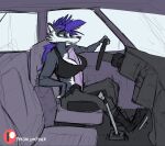  animated anthro autotitfuck badger big_breasts big_penis bodily_fluids bottomwear bouncing_breasts breast_play breasts car cargo_pants clothing cum cum_everywhere cum_fountain cum_on_breasts cum_on_self dangerous driving erection fyixen genital_fluids genitals goth gynomorph hair herm huge_penis hyper hyper_genitalia hyper_penis intersex jeep llydian_(fyixen) long_penis mammal masturbation messy mustelid musteline pants penile penile_masturbation penis purple_hair short_playtime solo vehicle 