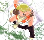  alice_(pokemon) blonde_hair blue_eyes blush breasts medium_breasts otsukare pants_down pokemon pokemon_(anime) pokemon_dp_(anime) pokemon_m10 solo 