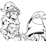  1boy 1girl bag bangs bare_arms bare_shoulders belt facing_another from_behind gloves goggles goggles_on_headwear grey_background hat helmet humanization league_of_legends long_hair lulu_(league_of_legends) muscular muscular_male pants phantom_ix_row short_hair simple_background standing teemo 