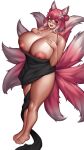 5_toes 9_tails accessory animal_humanoid areola barefoot big_breasts biped black_clothing black_dress blush breasts canid canid_humanoid canine canine_humanoid cinko cleavage clothed clothing colored curvy_figure digital_media_(artwork) dipstick_ears dipstick_tail dress exposed_breasts eyewear feet female fingers flower flower_in_hair fluffy fluffy_tail fox_humanoid front_view full-length_portrait fur glasses glistening glistening_body glistening_breasts glistening_skin hair hair_accessory hair_bun hi_res high-angle_view highlights_(coloring) huge_breasts humanoid humanoid_feet humanoid_hands inner_ear_fluff light_body light_skin lily_(flower) looking_at_viewer mammal mammal_humanoid markings multi_tail multicolored_body multicolored_ears multicolored_fur multicolored_tail nipples open_mouth open_smile partially_clothed pink_areola pink_body pink_fur pink_hair pink_inner_ear pink_nipples plant portrait red_eyes shaded short_hair simple_background skimpy smile solo standing tail_markings three-quarter_view toes tuft two_tone_body two_tone_ears two_tone_fur two_tone_tail white_background white_body white_fur white_hair white_highlights white_inner_ear_fluff 