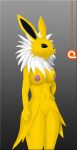  2016 5_fingers anthro areola battle_tiger black_eyes black_nose black_sclera breasts digital_media_(artwork) eeveelution female fingers fur genitals hi_res humanoid_hands jolteon looking_at_viewer navel nintendo nipples nude pinup pok&eacute;mon pok&eacute;mon_(species) pose pussy simple_background solo text url video_games yellow_body yellow_fur 