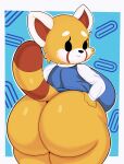  absurd_res aggressive_retsuko ailurid anthro big_breasts big_butt breasts butt capikeeta clothed clothing female hi_res huge_breasts huge_butt looking_at_viewer looking_back mammal red_panda retsuko sanrio smile 
