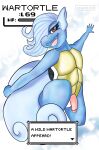  absurd_res anthro balls english_text foreskin genitals girly hi_res holding_tail looking_at_viewer male mr.gayle nintendo penis pok&eacute;mon pok&eacute;mon_(species) pose reptile scalie simple_background smile solo teeth text turtle video_games wartortle 