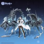  1girl artist_request azur_lane black_gloves black_shirt breasts character_request cleavage coat full_body gloves grey_hair hand_in_pocket high_heels ice jacket large_breasts long_hair miniskirt official_art pantyhose promotional_art rigging shirt shirt_tucked_in skirt standing white_coat white_footwear white_jacket white_skirt 