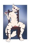  alcohol anthro beverage black_stripes chair clitoris container cup drinking_glass felid female fur furniture genitals glass glass_container glass_cup mammal pussy smile smirk solo spread_legs spreading stripes tundra_(stellar_tundra) white_body white_fur wine wine_glass 