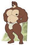  anthro belly big_butt bulge butt cartoon_network detailed_background dexter&#039;s_laboratory digital_media_(artwork) fur hair hi_res himbo male mammal nandarazzi overweight overweight_male pubes smokey_bear solo ursid ursine 