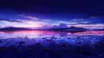  absurdres cloud cloudy_sky fantasy flower glowing glowing_flower highres horizon light light_rays mountainous_horizon night night_sky no_humans original reflection reflective_water rock rose scenery sky skyrick9413 sun sunset water 