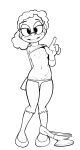  4_fingers aged_up anthro avian bird black_and_white clothed clothing clothing_lift disney ducktales ducktales_(2017) female fingers footwear fours_(artist) front_view hi_res hummingbird looking_at_viewer monochrome navel nipples panties pants_around_one_leg seductive shirt shirt_lift shoes solo topwear underwear undressing violet_sabrewing 