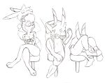  anthro bar_stool bottomless bra butt canid canine canis chaoshetra clothed clothing coyote cyote disembodied_head female fennec footwear fox furniture group hair hetra jackal male male/female mammal ponytail procyonid raccoon shoes sneakers stool underwear vore 