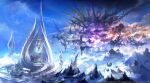  arcade_(architecture) artist_request blue_sky building cloud column copyright copyright_name day fantasy final_fantasy final_fantasy_xiv floating floating_island floating_object highres in-universe_location mountain no_humans official_art outdoors pillar scenery sky tower 