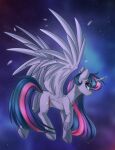  2017 absurd_res cutie_mark digital_media_(artwork) equid equine eyelashes feathered_wings feathers female feral friendship_is_magic fur hair hasbro hi_res hooves horn mammal mp-printer my_little_pony purple_body purple_eyes purple_feathers purple_fur purple_hair purple_tail solo twilight_sparkle_(mlp) winged_unicorn wings 