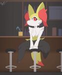  &lt;3 animated anthro bar beverage braixen butt container cup dengon furniture loop nintendo paws pok&eacute;mon pok&eacute;mon_(species) red_eyes simple_background solo table thick_thighs video_games 