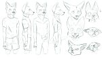 anthro canid canine canis clothing coyote erection genitals hi_res humanoid_genitalia male mammal model_sheet monochrome penis redout solo teenager young