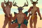 anthro bambi bambi_(film) beach cervine clothing deer disney group kappax male male/male mammal ronno sea seaside speedo swimwear the_great_prince_of_the_forest trio water