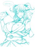  breasts censored cleavage cum cum_in_mouth cum_string fellatio gangbang group_sex handjob happy_sex hetero huge_breasts monochrome namidame one_eye_closed onozuka_komachi oral penis pointless_censoring sketch solo_focus touhou translated 