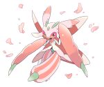  animal_focus closed_mouth commentary_request falling_petals full_body hatching_(texture) linear_hatching looking_at_viewer lurantis no_humans orange_eyes petals pink_eyes pokemon pokemon_(creature) purple_eyes simple_background slit_pupils striped tetori two-tone_eyes walking white_background 