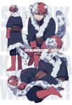  1boy 7th_popularity_poll_(boku_no_hero_academia) animal_ears black_coat black_pants boku_no_hero_academia boots closed_eyes coat commentary_request fur-trimmed_coat fur_trim gloves grey_hair highres kemonomimi_mode leopard_boy leopard_ears leopard_tail looking_at_viewer lying male_focus multicolored_hair multiple_views on_side pants red_footwear red_gloves red_hair sakura_0270 short_hair simple_background sleeping split-color_hair standing tail todoroki_shouto translation_request twitter_username white_background winter_clothes 