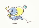  animal_focus bag black_eyes carrying carrying_bag closed_mouth commentary_request diamond_(shape) full_body jumping lowres no_humans pokemon pokemon_(creature) popplio sack seal_(animal) simple_background sketch solo tetori white_background 