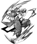 5:6 agitype01 ambiguous_gender anthro biped claws fighting_pose fur generation_8_pokemon legendary_pokemon looking_at_viewer monochrome muscular nintendo pokemon pokemon_(species) pose sharp_claws solo urshifu