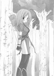  archer_(ragnarok_online) artist_request bottomless greyscale monochrome no_panties pubic_hair pussy ragnarok_online solo thighhighs 