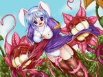  animal_ears artist_request blue_hair breasts bunny_ears medium_breasts panties priest priest_(ragnarok_online) ragnarok_online solo tentacles thighhighs underwear white_panties 