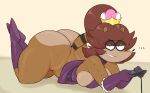 absurd_res anthro biped breasts brown_body brown_hair butt cartoon_network clothed clothing crossgender crown eyelashes female fur hair headgear hi_res mammal mtf_crossgender procyonid pupils raccoon regular_show rigbette_(benson_dancing) rigby_(regular_show) smile thick_thighs usnarbit