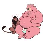 &lt;3 anthro bear belly big_belly clothing dramamine duo felid gaze lion male male/male mammal nipples overweight overweight_anthro overweight_male pantherine sitting size_difference smaller_male smile soft_belly stare thick_thighs underwear