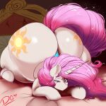 bed big_butt butt clothing equid equine feral friendship_is_magic furniture hair hasbro hi_res hooves horn huge_butt hyper hyper_butt looking_at_viewer mammal my_little_pony pink_hair princess_celestia_(mlp) pupils quadruped smile thelunarmoon thick_thighs thong underwear unicorn