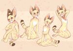 2023 anthro blush digital_media_(artwork) felid feline female fur hi_res inner_ear_fluff mammal multiple_poses navel nude pose serval smile solo spots spotted_body spotted_fur tuft yellow_body yellow_fur yshanii