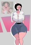 anthro beaver big_breasts bigoldoinks black_hair bottomwear breasts chicas_que_lucen_asi_tienen_permiso_de_arruinarme_la_vida cleavage clothed clothing curvy_female curvy_figure dress_shirt eyewear female glasses hair hi_res huge_breasts loopy_(pororo) mammal miniskirt pink_body pororo_the_little_penguin rodent school_uniform shirt skirt solo thick_thighs tight_clothing tight_fit topwear uniform wide_hips