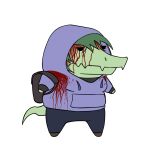 1:1 alligator alligatorid anthro backpack blood bodily_fluids clothing crocodilian crossover cry_of_fear female green_body green_hair green_scales gremlin hair hood hoodie i_wani_hug_that_gator mikelocesterlanders reptile scales scalie solo topwear