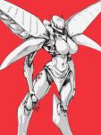 2023 4_fingers alternate_species armor armored_core_(series) big_breasts breasts female fingers hi_res humanoid humanoidized ib-01_cel_240 long_legs machine mecha navel not_furry pauldron portrait red_background robot robot_humanoid simple_background solo three-quarter_portrait white_body zer0.zer0