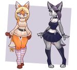 2024 2d_(artwork) 4_fingers :3 anthro belt black_eyes blouse blue_eyes border bottomwear bracelet breasts canid canine canis clothing collar countershading digital_media_(artwork) dipstick_ears duo ear_piercing ears_up eyelashes eyeliner eyewear female fingers fluffy footwear fox friends fur glasses goth hair hi_res jewelry latex legwear makeup mammal mesh_shirt multicolored_ears narrowed_eyes nerd orange_body paws piercing red_fox ring_piercing seductive signature simple_background skirt small_waist socks sweater tail thick_eyelashes thick_thighs thigh_highs thin_eyebrows topwear white_body white_border wide_hips wolf zerlix_fox