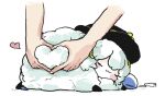  :3 animalization blush bow disembodied_limb hat hat_bow heart komeiji_koishi negi_(kyouki-beya) sheep simple_background sleeping touhou white_background 