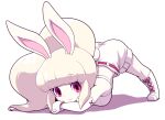  1girl animal_ears blonde_hair boots detached_sleeves jack-o&#039;_challenge long_hair looking_at_viewer midriff nollety pink_eyes ponytail rabbit_ears rabbit_girl rabbit_tail shorts simple_background smile snowrabby solo spread_legs tail top-down_bottom-up white_background wide_spread_legs youkai_watch 