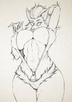  abs anthro athletic athletic_anthro athletic_female big_breasts big_ears big_nipples bodysuit breasts canid canine canis cheek_tuft claws clothing facial_tuft female fluffy_friend_(postal) graphite_(artwork) gwizzly hair hand_behind_head hi_res jumpsuit long_claws long_ears long_hair looking_at_viewer looking_down mammal monochrome muscular muscular_anthro muscular_female navel nipple_outline nipples pencil_(artwork) postal_(series) pubes simple_background sketch skinsuit solo tight_clothing traditional_media_(artwork) tuft unzipped unzipped_bodysuit unzipped_jumpsuit wide_eyed wide_hips wolf zipper 