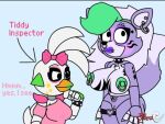 anthro avian bird canid canine canis casual_nudity chicken clothed clothed/nude clothing duo female female/female five_nights_at_freddy&#039;s five_nights_at_freddy&#039;s:_security_breach galliform gallus_(genus) glamrock_chica_(fnaf) humanoid machine mammal nipple_piercing nipples nude phasianid piercing robot roxanne_wolf_(fnaf) scottgames steel_wool_studios tattoo thesilverc wolf