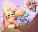 &lt;3 absurd_res antlers balls bloodymrr blue_body blush bodily_fluids brown_body brown_fur chimera cum cum_in_mouth cum_inside discord_(mlp) draconequus equid equine eyes_closed fellatio female fluttershy_(mlp) forked_tongue friendship_is_magic fur genital_fluids genitals grey_body group group_sex hair half-closed_eyes hasbro hi_res horn male male/female mammal multicolored_hair my_little_pony narrowed_eyes open_mouth oral pegasus penile penis pink_hair rainbow_dash_(mlp) rainbow_hair sex threesome tongue wings yellow_body 