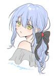  1other bare_shoulders blue_hair hair_between_eyes humanization long_hair looking_back nukogami_(minniecatlove21) rimuru_tempest simple_background tensei_shitara_slime_datta_ken white_background yellow_eyes 