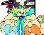 1-upclock 2024 absurd_res all_fours anthro balls clone digital_media_(artwork) eeveelution female fifi_(1-upclock) flaming_eyes flareon generation_1_pokemon genitals group group_sex hi_res hidden_eyes jolteon joy_(1-upclock) male male/female nintendo penis pokemon pokemon_(species) pokemorph pussy sex text threesome timer trio vaporeon verona_(1-upclock)