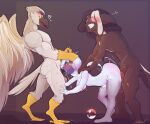 absurd_res avian beak delsere_absol_mega_absol feet group group_sex gryphon hi_res mammal mephitid mythological_avian mythology nintendo pokeball pokemon sex skunk talons threesome toes