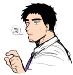  1boy black_hair english_text facial_hair goatee muscular muscular_male necktie panqlao pinching_gesture salaryman senpai_ga_uzai_kouhai_no_hanashi short_hair stubble takeda_harumi_(shiromanta) thick_eyebrows 