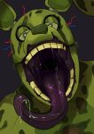 absurd_res ambiguous_gender animatronic anthro bodily_fluids bust_portrait five_nights_at_freddy&#039;s five_nights_at_freddy&#039;s_3 floppy_ears front_view green_body hi_res imperatorcaesar lagomorph leporid long_tongue looking_at_viewer machine mammal mouth_shot narrowed_eyes open_mouth portrait purple_tongue rabbit robot saliva saliva_string scottgames solo springtrap_(fnaf) teeth tongue tongue_out yellow_teeth