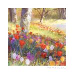  2023 flower forest grass mimoth nature orange_flower original outdoors painting_(medium) pink_flower plant purple_flower red_flower scenery sunlight tall_grass traditional_media tree white_flower yellow_flower 