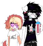 alternative_fashion anthro canid canine canis domestic_dog duo emo female goth hand_holding holding_object male male/female mammal sauce_(spitthesauce) scene_(fashion) spitthesauce