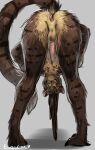  2022 anthro anus balls brown_body brown_fur digital_media_(artwork) eleacat felid feline fur genitals hi_res looking_at_viewer male mammal penis simple_background smile solo standing whiskers 